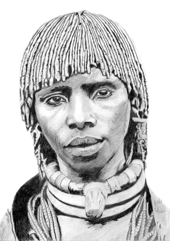 Pencil Drawing - african portrait