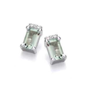 Mint Baguette Cut Cubic Zirconia Earrings