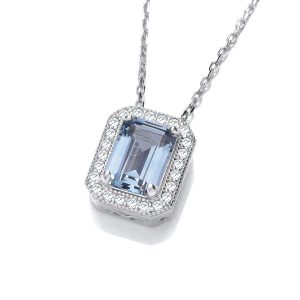 Zirconia Necklace Deco Silver & Aquamarine