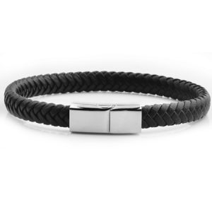 Tribal Men’s Recycled Leather Bracelet (Black)