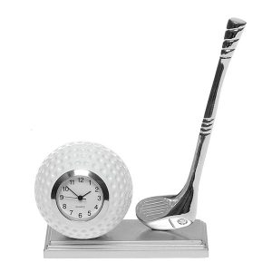 Golfing Desk Silver Clock