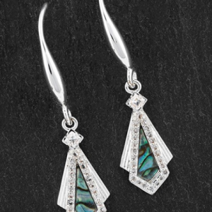 Art Deco Silver Plated Mother Of Pearl Earrings