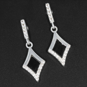 Art Deco Noir Mother of Pearl Silver Plated Modern Earrings
