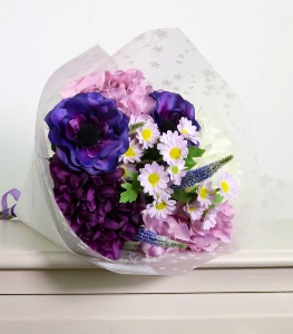 Faux Flower Open Top Pom Flower Mix