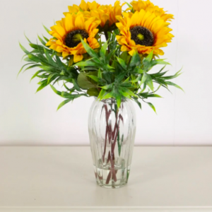 Faux Flower Sunflower Arrangement With Vase