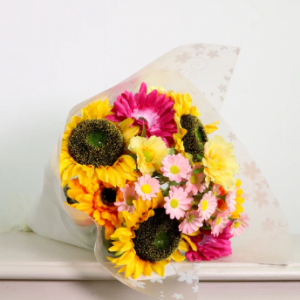 Faux Flower Open Top Sunflower & Daisy Mix