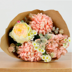 Faux Flower Peony, Pom And Daisy Bouquet