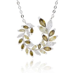 Back To Nature Circle Leaves Silver Plated Necklace